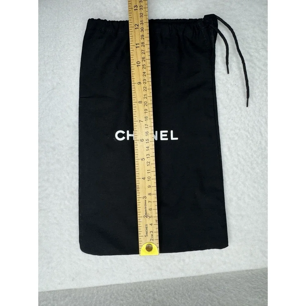 Authentic CHANEL Dust Bag Black Logo Luxury Travel Drawstring Storage‎ Bag 12x7